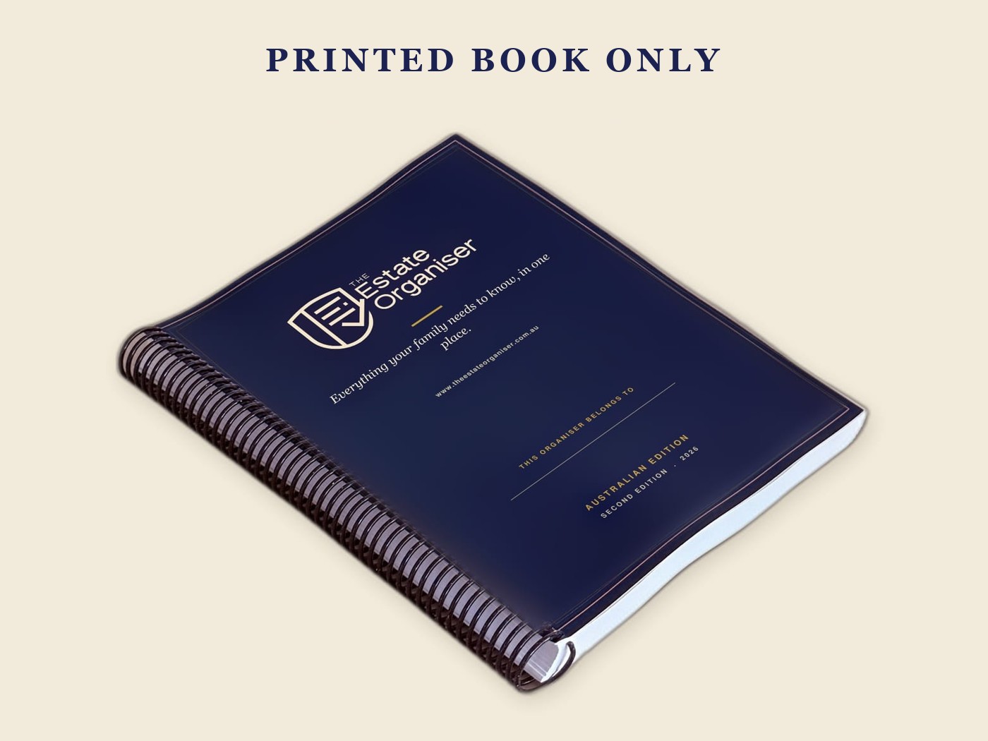 The printed Estate Organizer on a kitchen table
