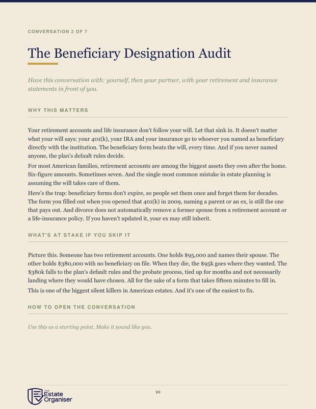 Beneficiary audit pages